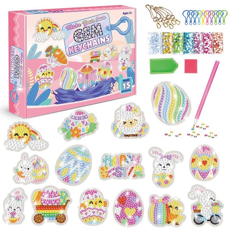 手作💕 鑽石畫鑰匙扣 鑽貼鑰匙圈 鑽石貼畫 背包裝飾 包包吊飾  鑰匙圈掛飾 鑽石貼 書包掛飾 鑰匙圈 鑽貼掛扣 鑰匙-規格圖9