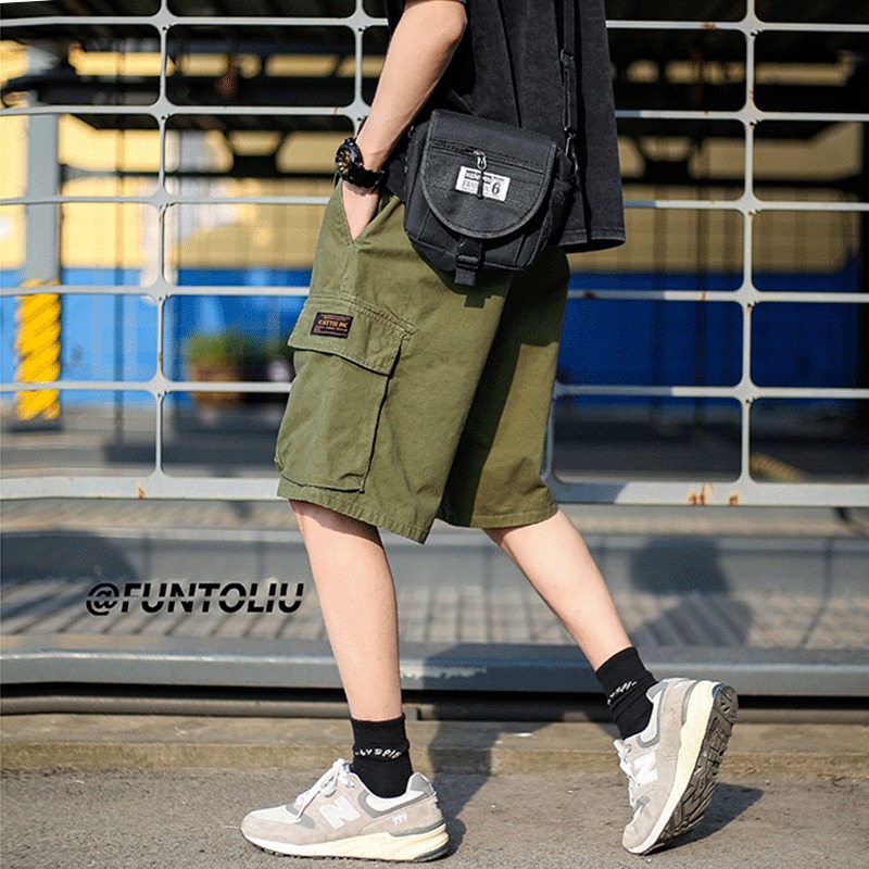 【癮品流行】日式工裝短褲 多口袋 直筒褲 五分褲 外穿中褲 休閒短褲 三色可選 M-3XL-細節圖7