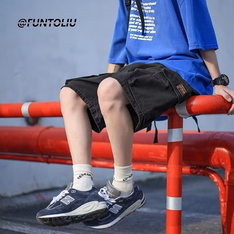 【癮品流行】日式工裝短褲 多口袋 直筒褲 五分褲 外穿中褲 休閒短褲 三色可選 M-3XL-細節圖8