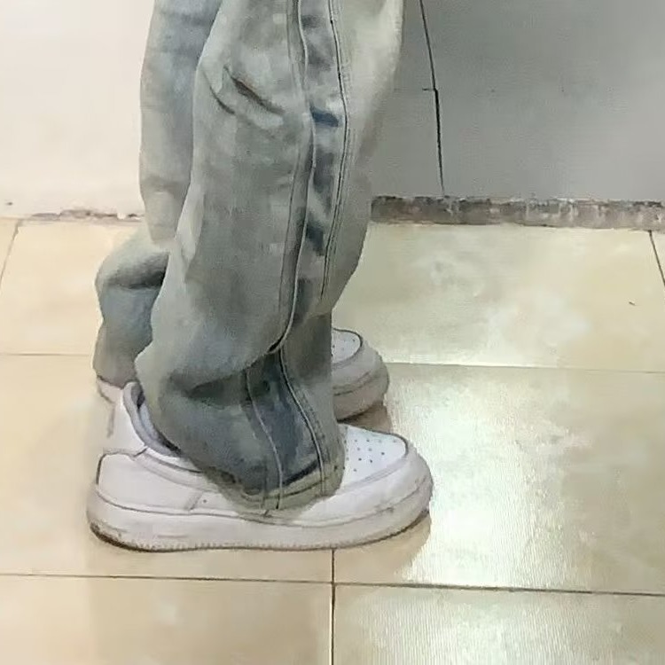 『癮品流行』夏季男長褲 美式復古牛仔長褲 直筒褲 闊腿褲 九分褲 百搭休閒 純色長褲 S-3XL-細節圖5