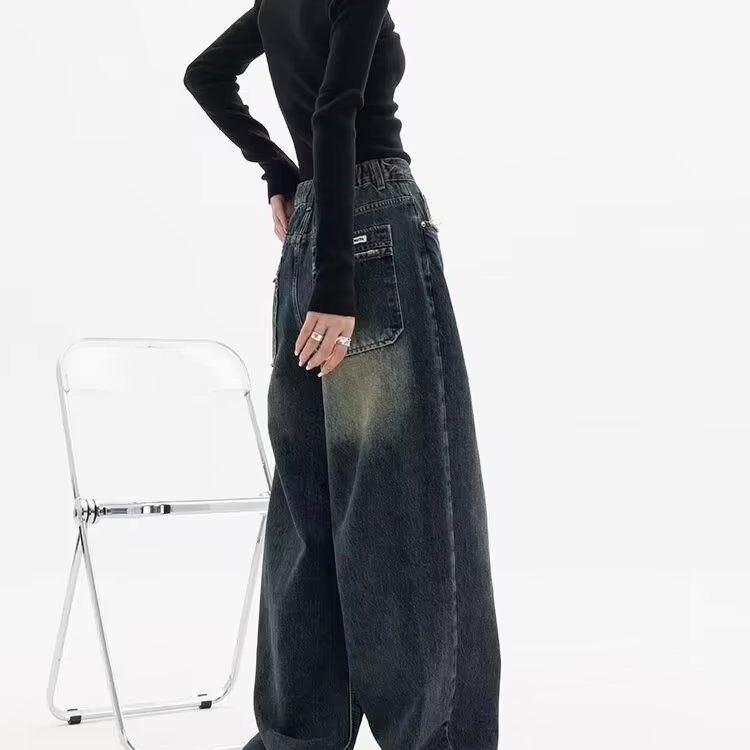 『癮品流行』美式復古牛仔褲 修身顯瘦 休閒百搭 九分褲 直筒褲 長褲 男女同款 S-3XL-細節圖6