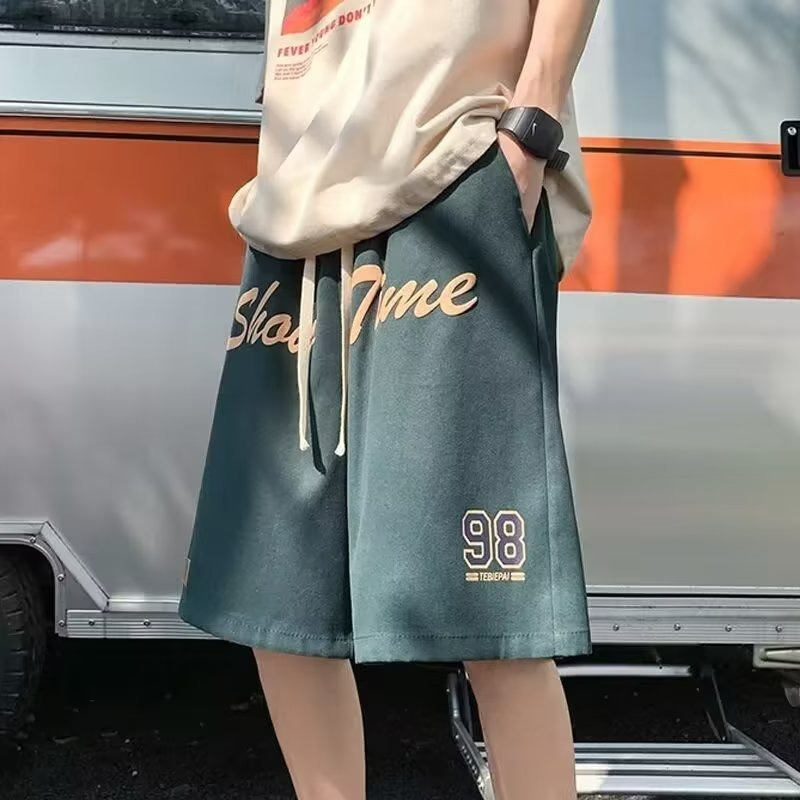 『癮品流行』美式復古字母印花短褲 夏季薄款 冰絲透氣 直筒褲 五分褲 運動褲 寬鬆闊腿 M-3XL-細節圖4