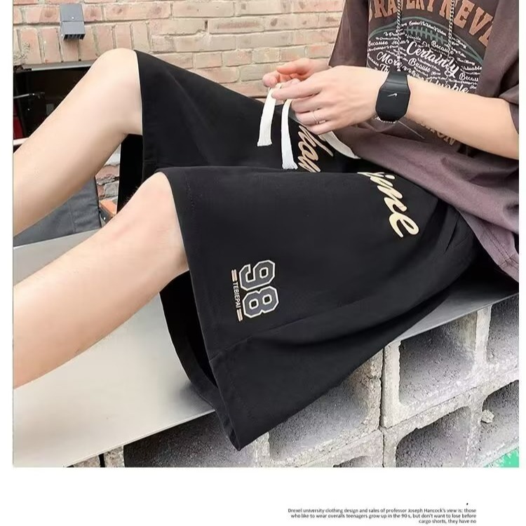 『癮品流行』美式復古字母印花短褲 夏季薄款 冰絲透氣 直筒褲 五分褲 運動褲 寬鬆闊腿 M-3XL-細節圖7