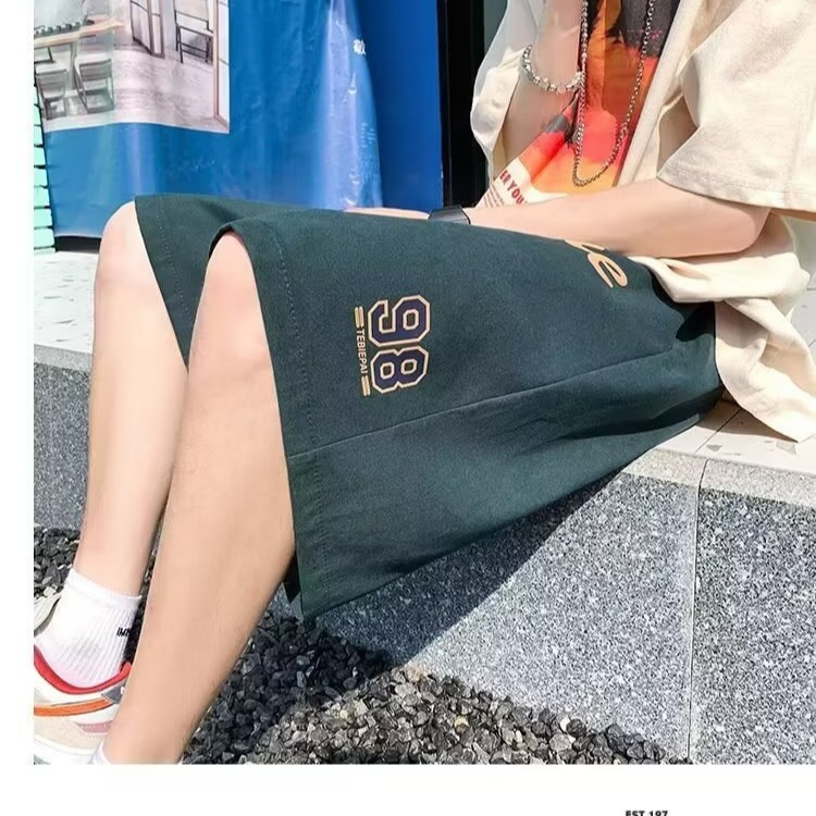 『癮品流行』美式復古字母印花短褲 夏季薄款 冰絲透氣 直筒褲 五分褲 運動褲 寬鬆闊腿 M-3XL-細節圖8