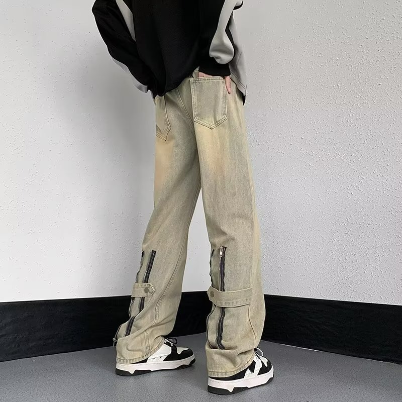 『癮品流行』美式復古水洗設計做舊牛仔褲 夏季長褲 純色簡約 休閒百搭 修身顯瘦 S-3XL-細節圖8