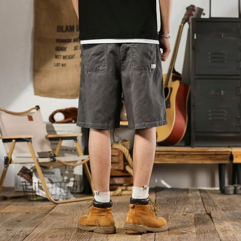 『癮品流行』日系工裝短褲 夏季薄款 五分褲 直筒褲 純色簡約 寬鬆闊腿 休閒百搭 M-4XL-細節圖3