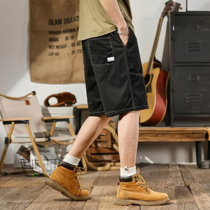 『癮品流行』日系工裝短褲 夏季薄款 五分褲 直筒褲 純色簡約 寬鬆闊腿 休閒百搭 M-4XL-細節圖5