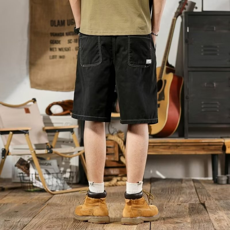 『癮品流行』日系工裝短褲 夏季薄款 五分褲 直筒褲 純色簡約 寬鬆闊腿 休閒百搭 M-4XL-細節圖6