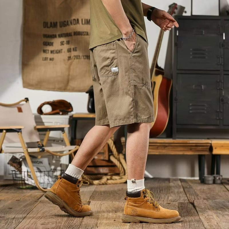 『癮品流行』日系工裝短褲 夏季薄款 五分褲 直筒褲 純色簡約 寬鬆闊腿 休閒百搭 M-4XL-細節圖8