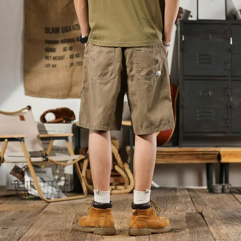 『癮品流行』日系工裝短褲 夏季薄款 五分褲 直筒褲 純色簡約 寬鬆闊腿 休閒百搭 M-4XL-細節圖9