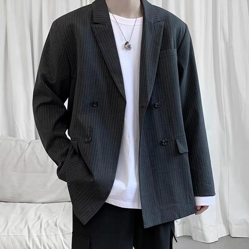 『癮品流行』韩版西服外套 商務休閒西裝外套 男士西裝 純色簡約 學院風痞帥寬鬆 M-2XL-細節圖5