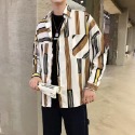 『癮品流行』春秋季薄款襯衫 韓版花條紋襯衫  設計感 男襯衫  上衣 休閒百搭 寬鬆 M-4XL-規格圖6