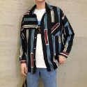『癮品流行』春秋季薄款襯衫 韓版花條紋襯衫  設計感 男襯衫  上衣 休閒百搭 寬鬆 M-4XL-規格圖6