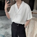 『癮品流行』夏季薄款襯衫 冰絲透氣 男生襯衫 短袖上衣 寬鬆 純色簡約 休閒百搭 M-3XL-規格圖7