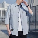 『癮品流行』日系港風襯衫 七分袖 襯衫外套 襯衣 冰絲透氣 休閒百搭 純色簡約 M-3XL-規格圖9