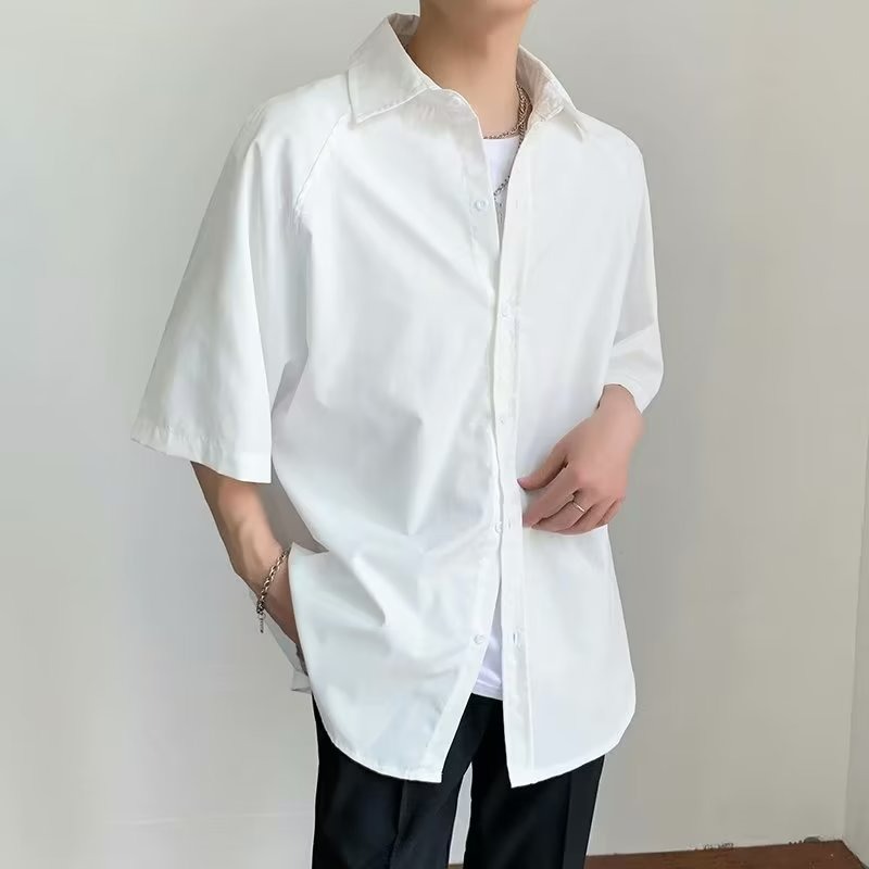 『癮品流行』夏季薄款 冰絲透氣 韓版男生襯衣外套 上衣 休閒百搭  純色簡約 五色可選 M-2XL-細節圖4