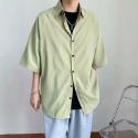 『癮品流行』夏季薄款 冰絲透氣 韓版男生襯衣外套 上衣 休閒百搭  純色簡約 五色可選 M-2XL-規格圖11