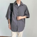 『癮品流行』夏季薄款 冰絲透氣 韓版男生襯衣外套 上衣 休閒百搭  純色簡約 五色可選 M-2XL-規格圖11