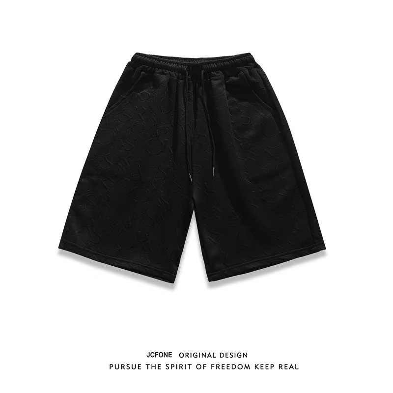 『癮品流行』韓式華夫運動套裝 男生五分短袖短褲冰絲透氣 夏季薄款 純色簡約 休閒百搭 寬鬆 S-3XL-細節圖3