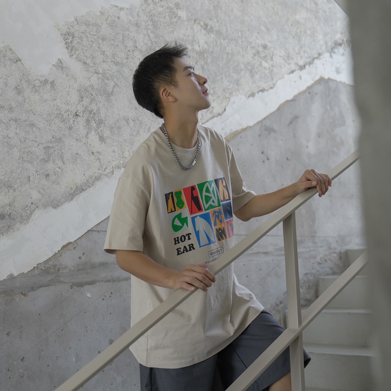 『癮品流行』夏季新款 美式復古印花短袖T恤 五分袖 圓領上衣 休閒百搭 寬鬆 男女同款 M-3XL-細節圖4