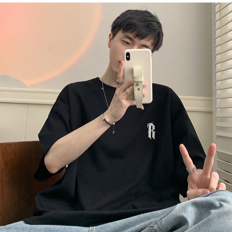 『癮品流行』夏季短袖 美式純棉字母印花T恤 男生T恤 五分袖 圓領上衣 寬鬆 休閒百搭 M-3XL-細節圖8