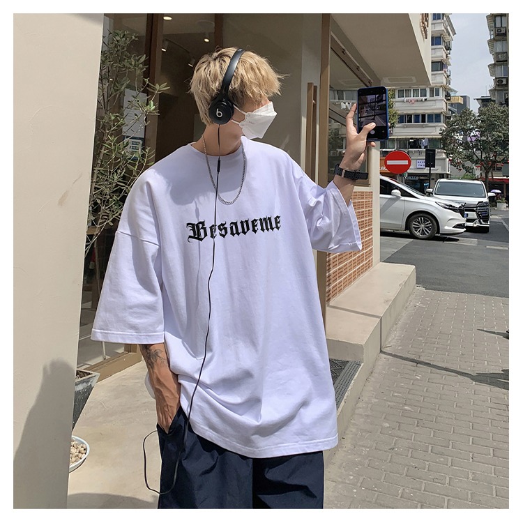 『癮品流行』夏季短袖 五分袖 圓領上衣 美式純棉字母印花T恤 男生T恤 休閒百搭 寬鬆 M-3XL-細節圖4