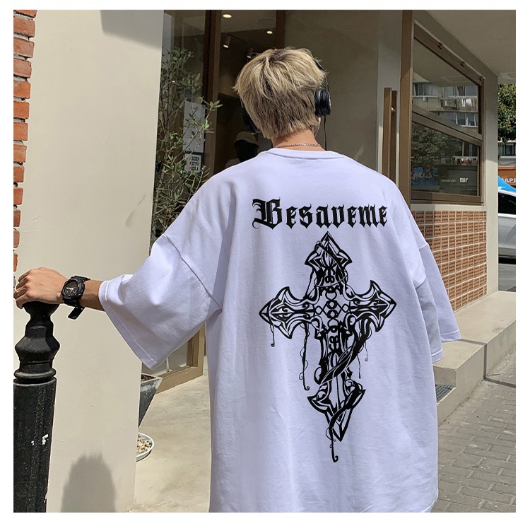 『癮品流行』夏季短袖 五分袖 圓領上衣 美式純棉字母印花T恤 男生T恤 休閒百搭 寬鬆 M-3XL-細節圖5