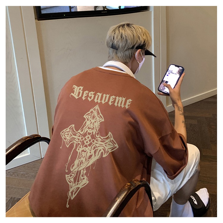 『癮品流行』夏季短袖 五分袖 圓領上衣 美式純棉字母印花T恤 男生T恤 休閒百搭 寬鬆 M-3XL-細節圖7