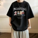 『癮品流行』夏季短袖 韓式華夫格字母印花T恤 男生T恤 五分袖 圓領上衣 大碼寬鬆 休閒百搭 M-5XL-規格圖9