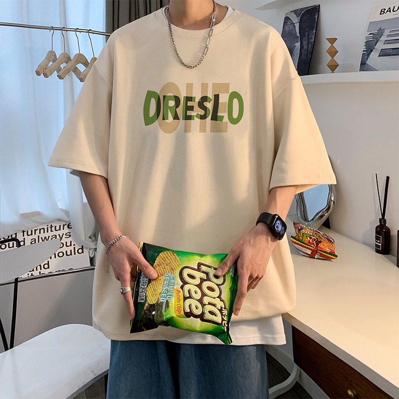 『癮品流行』美式字母印花純棉短袖T恤 圓領上衣 五分袖 男生T恤 大碼寬鬆 休閒百搭 M-5XL-細節圖3