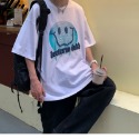 『癮品流行』美式純棉笑臉印花短袖T恤 男生T恤 五分袖 oversize 休閒百搭 大碼寬鬆 M-5XL-規格圖9