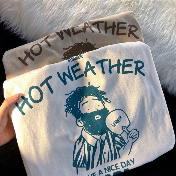 『癮品流行』美式人臉印花純棉短袖T恤 男生T恤 五分袖 圓領上衣 大碼寬鬆 休閒百搭 M-5XL-細節圖5