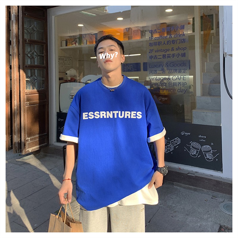 『癮品流行』夏季男T恤 純棉T恤 美式字母印花T恤 短袖T恤 圓領上衣 大碼寬鬆 休閒百搭 M-5XL-細節圖4