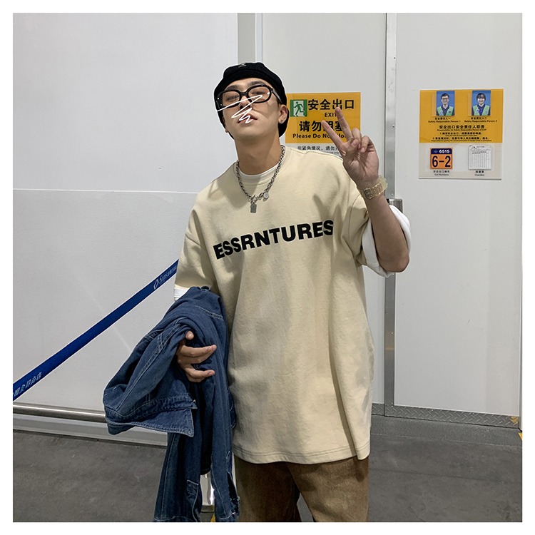 『癮品流行』夏季男T恤 純棉T恤 美式字母印花T恤 短袖T恤 圓領上衣 大碼寬鬆 休閒百搭 M-5XL-細節圖7