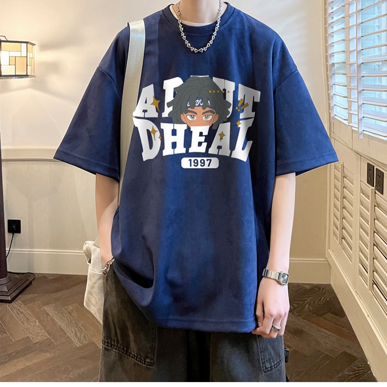 『癮品流行』美式重磅印花短袖T恤 男生T恤 圓領上衣 純棉T恤 大碼寬鬆 休閒百搭 M-5XL-細節圖3