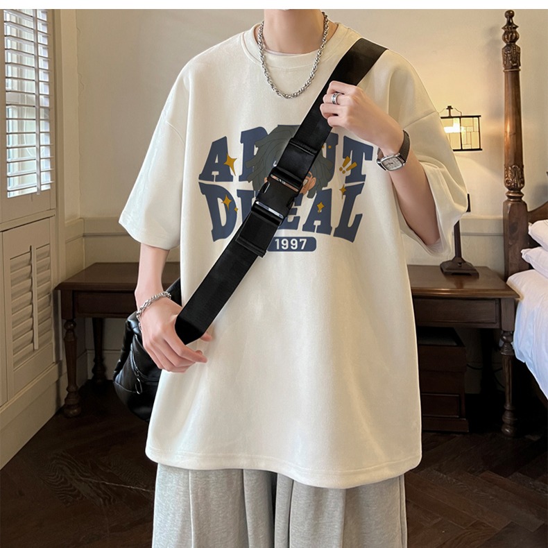 『癮品流行』美式重磅印花短袖T恤 男生T恤 圓領上衣 純棉T恤 大碼寬鬆 休閒百搭 M-5XL-細節圖4