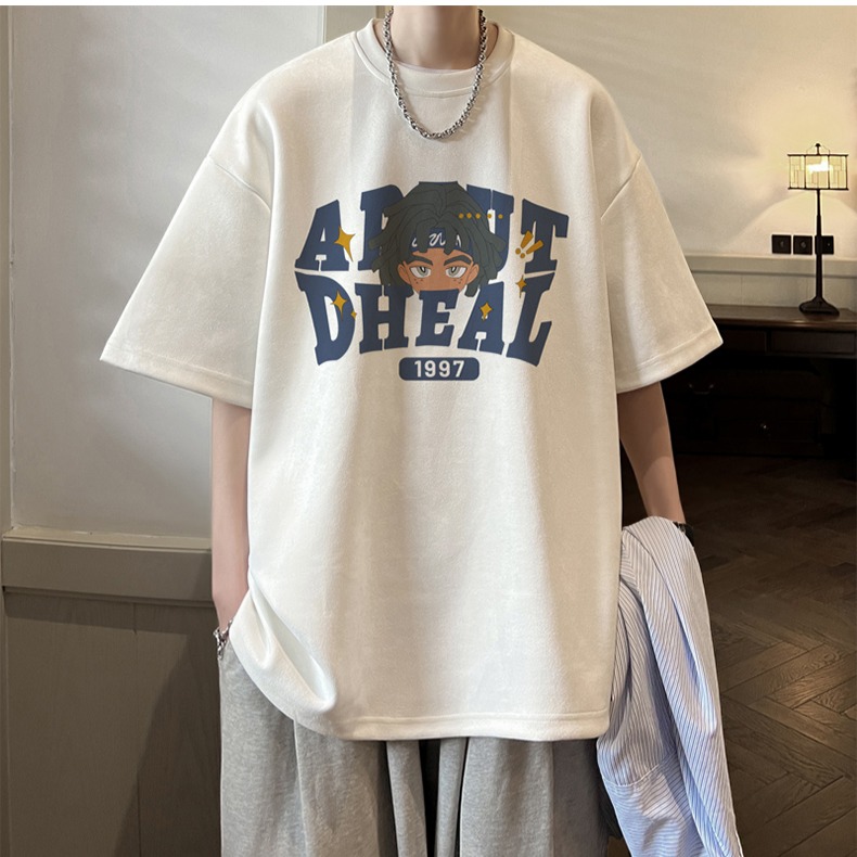 『癮品流行』美式重磅印花短袖T恤 男生T恤 圓領上衣 純棉T恤 大碼寬鬆 休閒百搭 M-5XL-細節圖5