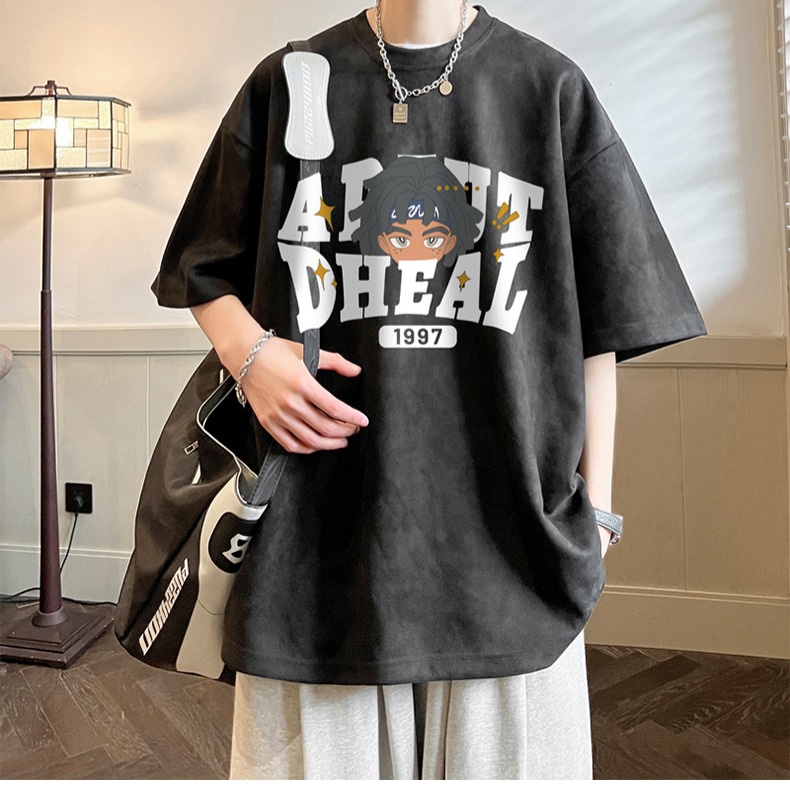 『癮品流行』美式重磅印花短袖T恤 男生T恤 圓領上衣 純棉T恤 大碼寬鬆 休閒百搭 M-5XL-細節圖6