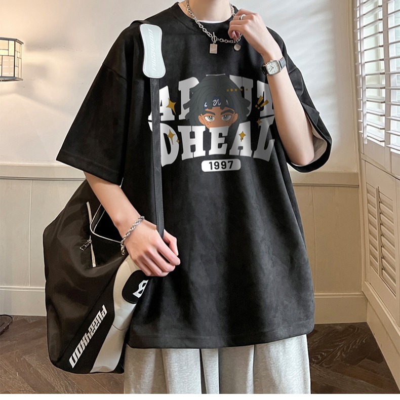 『癮品流行』美式重磅印花短袖T恤 男生T恤 圓領上衣 純棉T恤 大碼寬鬆 休閒百搭 M-5XL-細節圖7