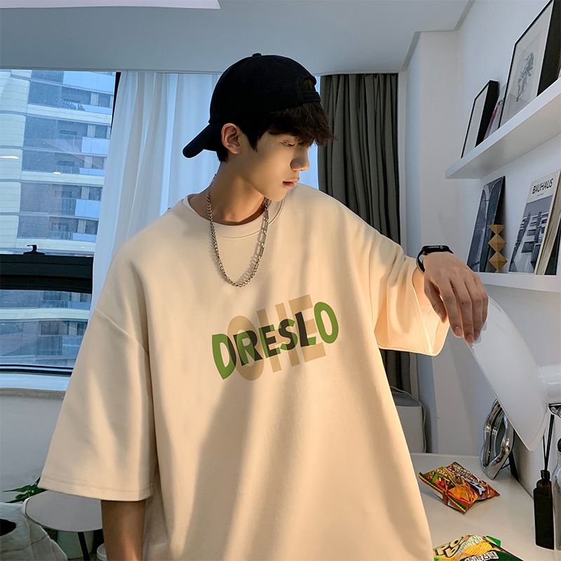 『癮品流行』美式字母印花T恤 短袖T恤 純棉T恤 圓領上衣 五分袖 休閒百搭 大碼寬鬆 M-3XL-細節圖5