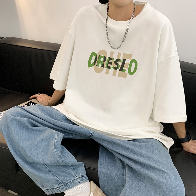 『癮品流行』美式字母印花T恤 短袖T恤 純棉T恤 圓領上衣 五分袖 休閒百搭 大碼寬鬆 M-3XL-細節圖9