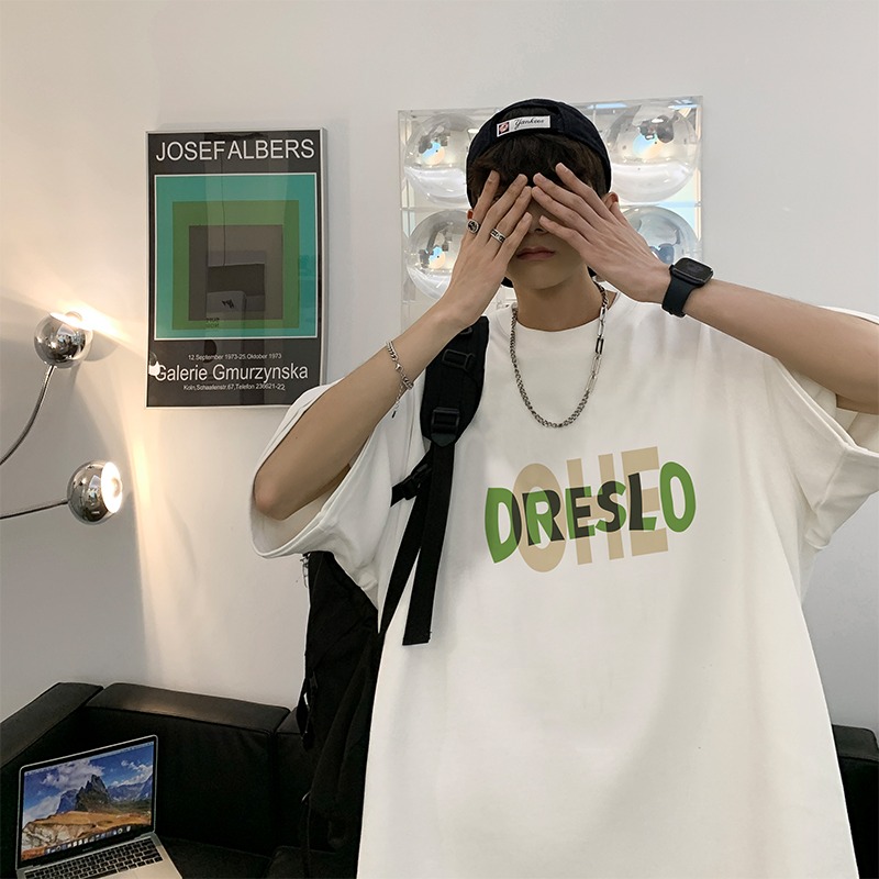 『癮品流行』美式字母印花T恤 短袖T恤 純棉T恤 圓領上衣 五分袖 休閒百搭 大碼寬鬆 M-3XL-細節圖10