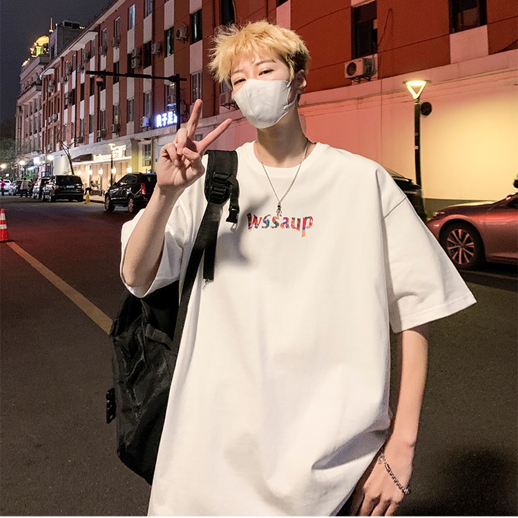 『癮品流行』地圖印花 美式純棉T恤 短袖T恤男 夏季T恤 五分袖 圓領上衣 休閒百搭 大碼寬鬆 M-3XL-細節圖6