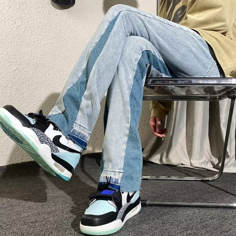 『癮品流行』夏季長褲 美式高街牛仔褲 直筒褲 九分褲 休閒百搭 純色簡約 修身顯腿長 S-3XL-細節圖7