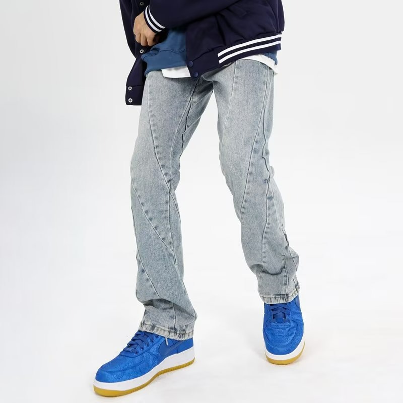 『癮品流行』美式高街牛仔褲 直筒褲 夏季長褲 九分褲 純色簡約 休閒百搭 修身顯腿長 S-3XL-細節圖3