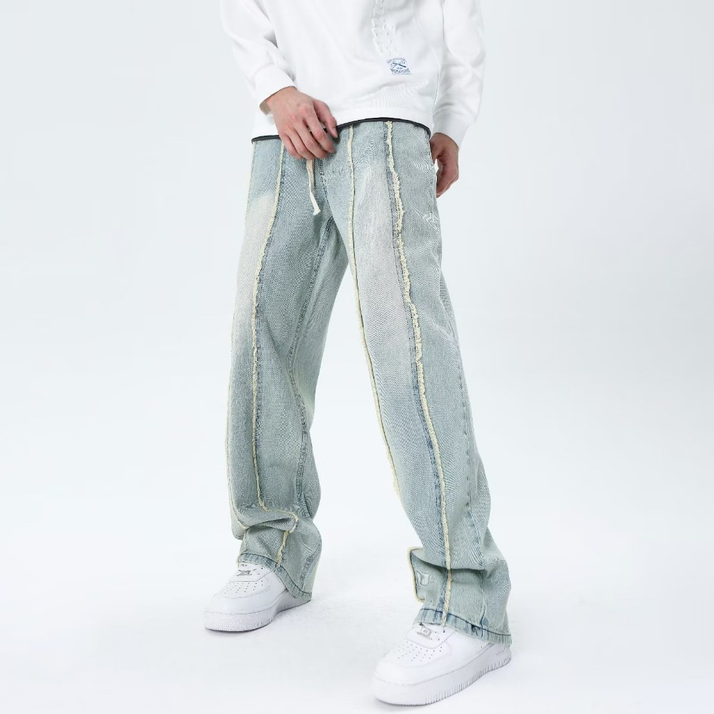 『癮品流行』美式高街牛仔長褲男 直筒褲 九分褲 純色簡約 休閒百搭 修身顯腿長 S-3XL-細節圖4