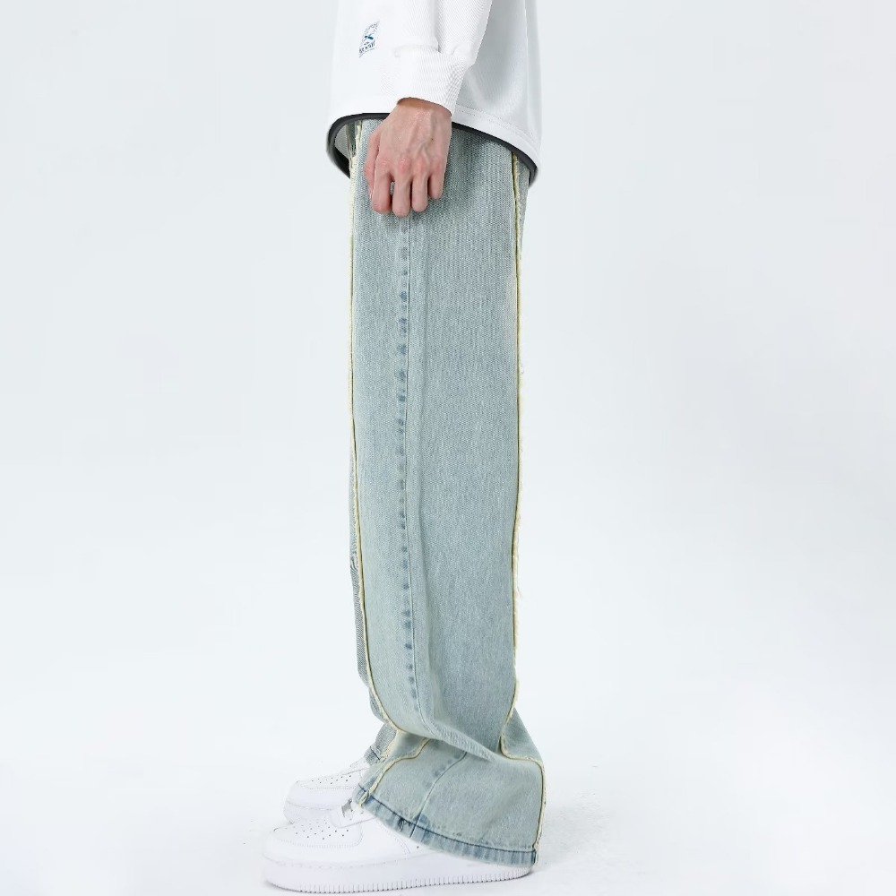 『癮品流行』美式高街牛仔長褲男 直筒褲 九分褲 純色簡約 休閒百搭 修身顯腿長 S-3XL-細節圖5