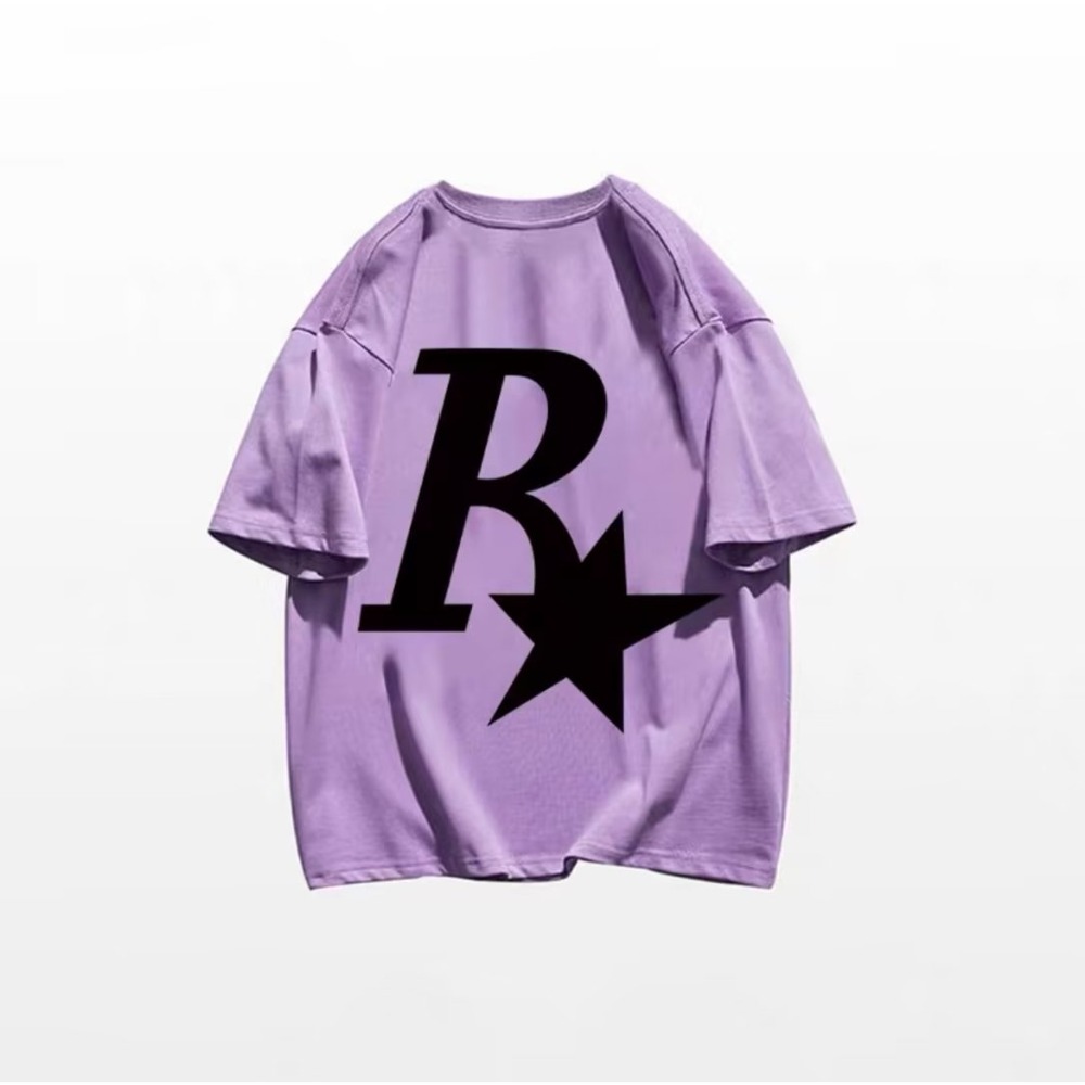 『癮品流行』R星 美式純棉T恤 男生短袖T恤 五分袖 圓領上衣 休閒百搭 大碼寬鬆 六色可選 M-5XL-細節圖2