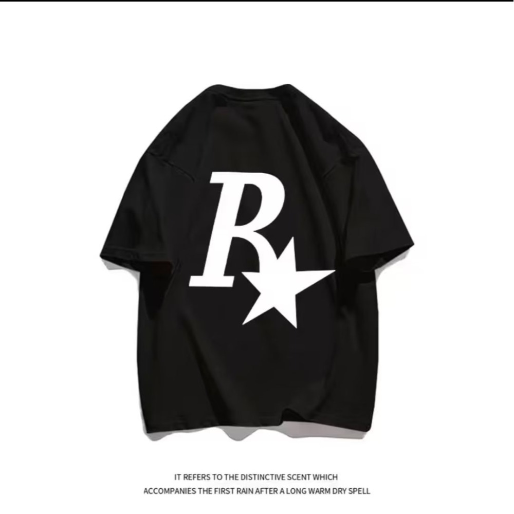 『癮品流行』R星 美式純棉T恤 男生短袖T恤 五分袖 圓領上衣 休閒百搭 大碼寬鬆 六色可選 M-5XL-細節圖3