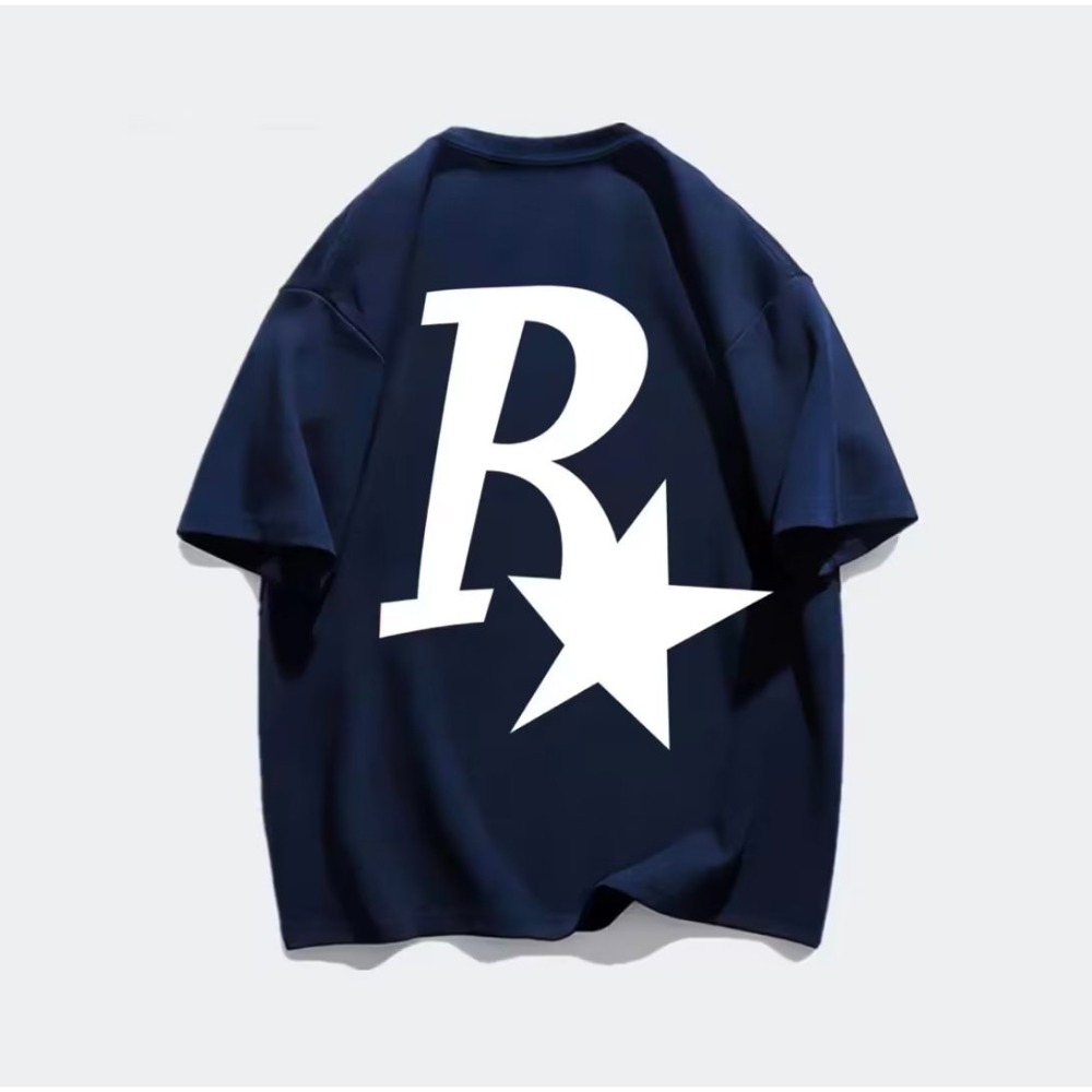 『癮品流行』R星 美式純棉T恤 男生短袖T恤 五分袖 圓領上衣 休閒百搭 大碼寬鬆 六色可選 M-5XL-細節圖5